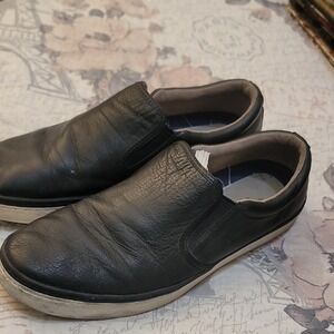 Cole Haan Black Leather Slip-On Loafers with White Sole